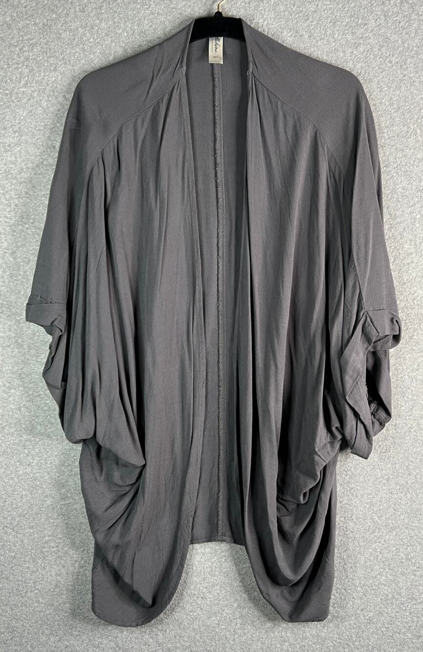 Mahina Gray Kimono Shawl Cardigan M/L Lightweight Open Front